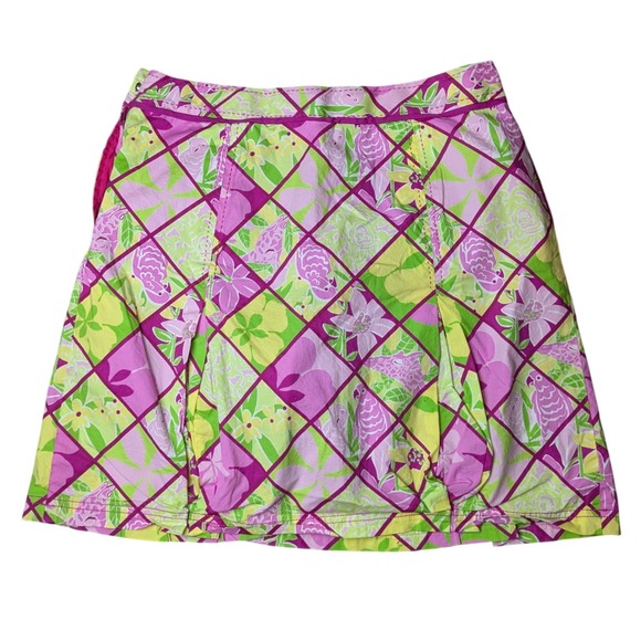 Lilly Pulitzer Skort Pleated Floral Print Colorful Parrot Summer Women's‎ 10 - Picture 2 of 7
